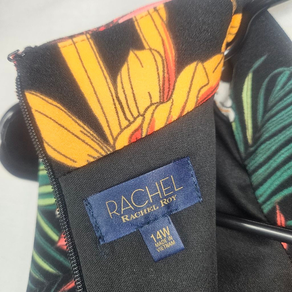 RACHEL Rachel Roy Tropical Print Sleeveless Sheath Dress NWT Sz 14W PTP 21" - Picture 9 of 13